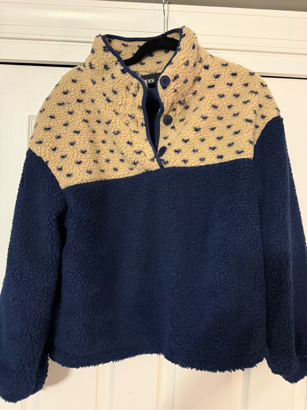 Cider Navy and Cream Sherpa Half-Placket Pullover